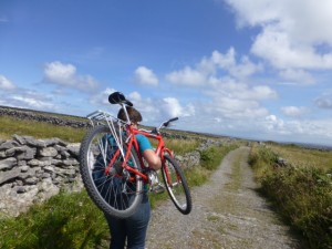 Ramona and her rental bicycle at Inishmore